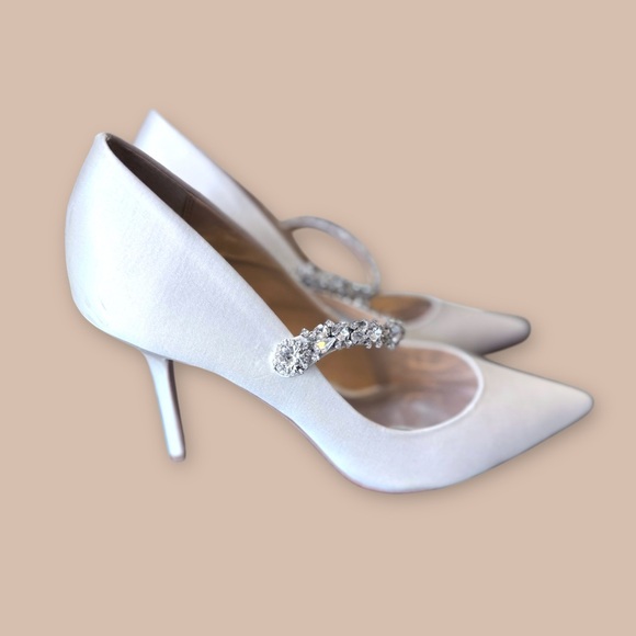 Badgley Mischka Bridal White Satin Women's Theory Evening Pumps Size 10 - Picture 3 of 9